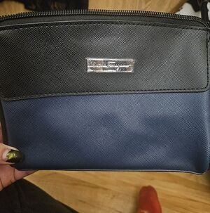 Salvatore Ferragamo x EVA Air Business Class Amenity Pouch, Blue & Black 2-tone